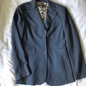 Sandra Angelozzi blue grey top stitched blazer